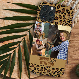 Funda Para iPhone 13 Pro Max Amar la vida con tu leopardo Imprimir 3 Foto Marró