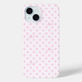 Funda Para iPhone 15 Amar los patrones de puntos rosados de polka