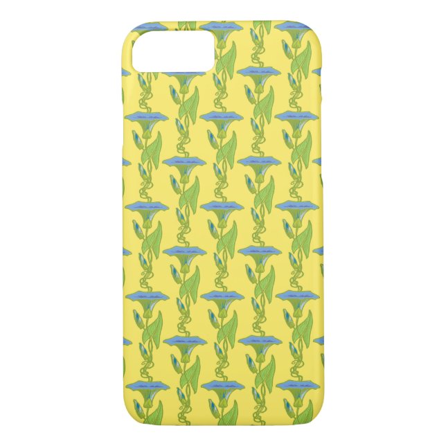 Funda De Case-Mate Para iPhone Amarillo Art Nouveau Ipomoea tapicería floral dama (Reverso)