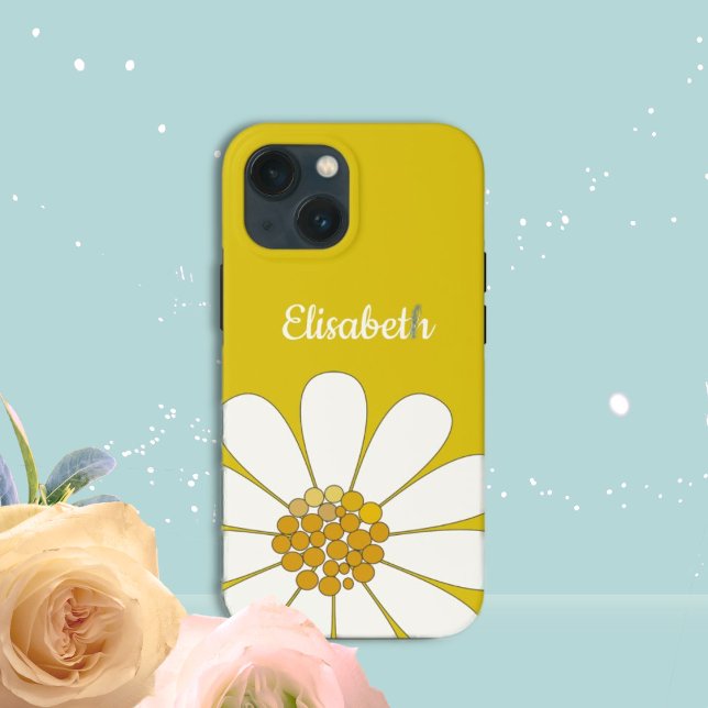 Funda De Case-Mate Para iPhone Amarillo Blanco Moderno Flor de Margarita Personal (Subido por el creador)