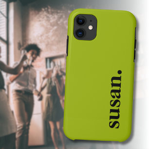 Funda Para iPhone 11 Amarillo Cítrico Negro Moderno Nombre Elegante