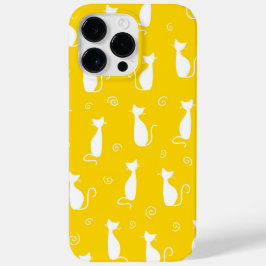 FUNDA PARA iPhone 14 PRO MAX DE Case-Mate AMARILLO CON PATRÓN CAT SENTADO EN BLANCO
