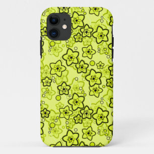 Funda Para iPhone 11 Amarillo con patrón floral de neón brillante negro