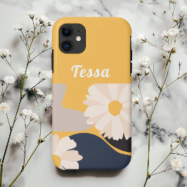 Funda Para iPhone 11 Amarillo floral abstracto moderno personalizado