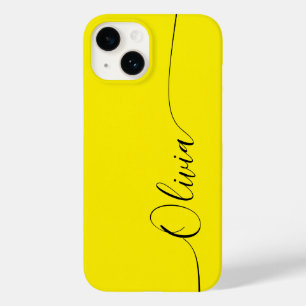Funda Para iPhone 14 De Case-Mate Amarillo Negro Elegante Nombre de letra caligráfic