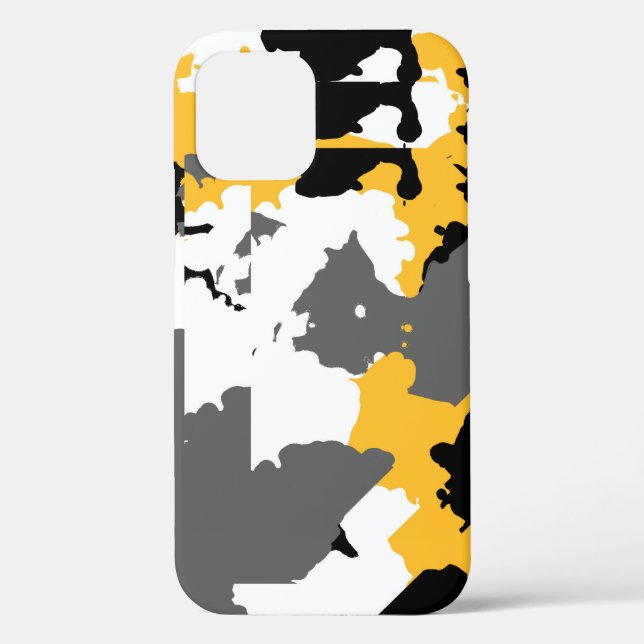 Funda De Case-Mate Para iPhone Amarillo negro gris y blanco abstracto (Reverso )