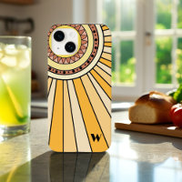 Amarillo Retro rayos solares Personalizado monogra