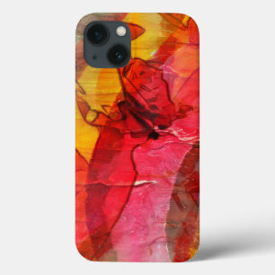 Funda Para iPhone 13 Amarillo rojo del arte de la acuarela