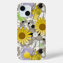 Funda Para iPhone 15 Amarillo suave florido