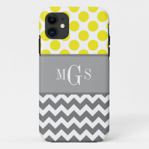 Funda Para iPhone 11 Amarillo y gris, Chevron, caso del iphone 5 de los