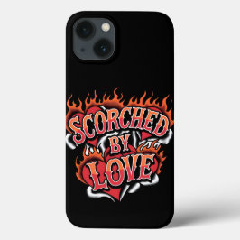 Funda Para iPhone 13 Amarrado por el amor a los corazones flameados