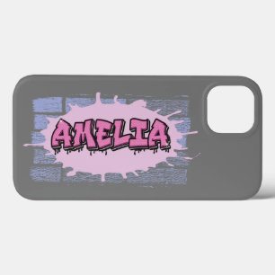 Funda Para iPhone 13 AMELIA Tu nombre Chicas Graffiti Rosa Hip Hop