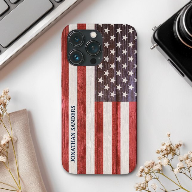 Funda De Case-Mate Para iPhone American Flag Engraved on Bamboo Wood (Subido por el creador)