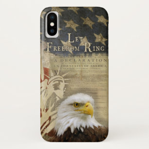 Funda Para iPhone X Americana deje la bandera de Eagle calvo del