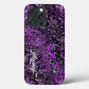 Funda Para iPhone 13 Pro Amethyst Gemstone con Nombre Funda-Mate iPhone Est