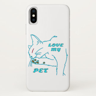 FUNDA PARA iPhone X AMO A MI CUTE AQUA MASCOTA CAT