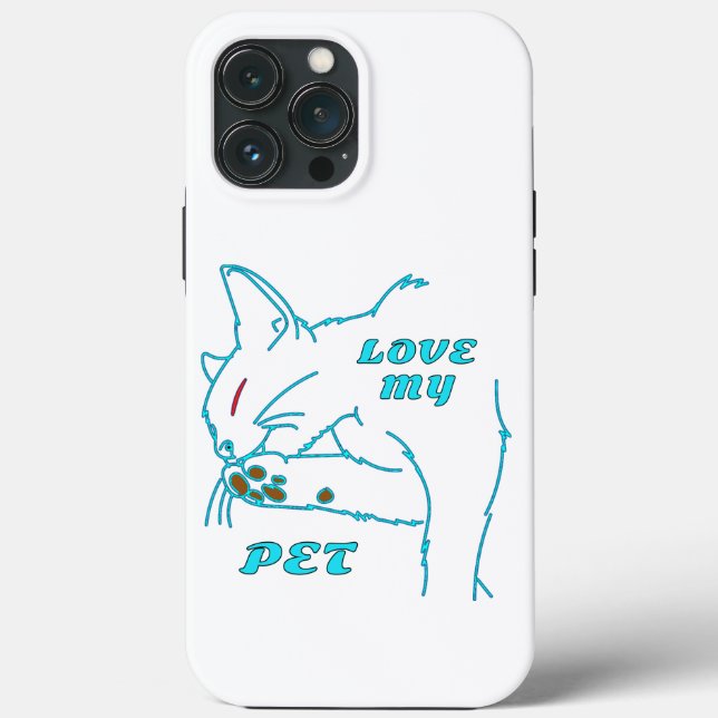 FUNDA DE Case-Mate PARA iPhone AMO A MI CUTE AQUA MASCOTA CAT (Reverso )
