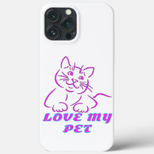 FUNDA PARA iPhone 13 PRO MAX AMO A MI MASCOTA DE CUTE ROSA CAT