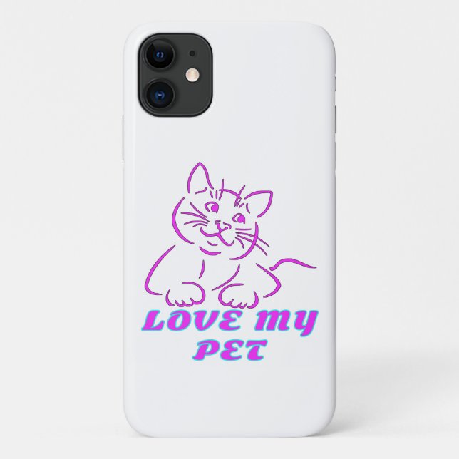 FUNDA DE Case-Mate PARA iPhone AMO A MI MASCOTA DE CUTE ROSA CAT (Reverso)