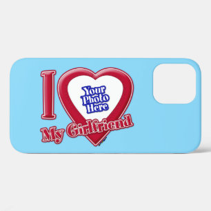 Funda Para iPhone 12 Amo a mi novia Foto Corazón Rojo Turquesa