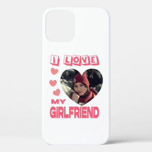 Funda Para iPhone 12 Amo a mi novia Personalizado del corazón rosado.