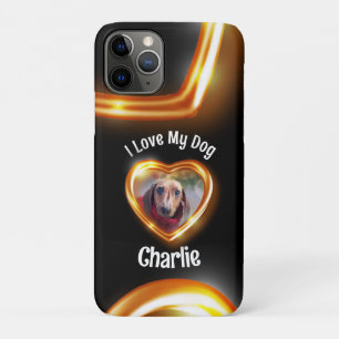 Funda Para iPhone 11 Pro Amo a mi perro mascota corazón brillante