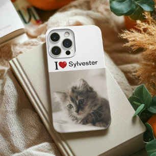 Funda Para iPhone 13 Amo mi gato foto personalizada