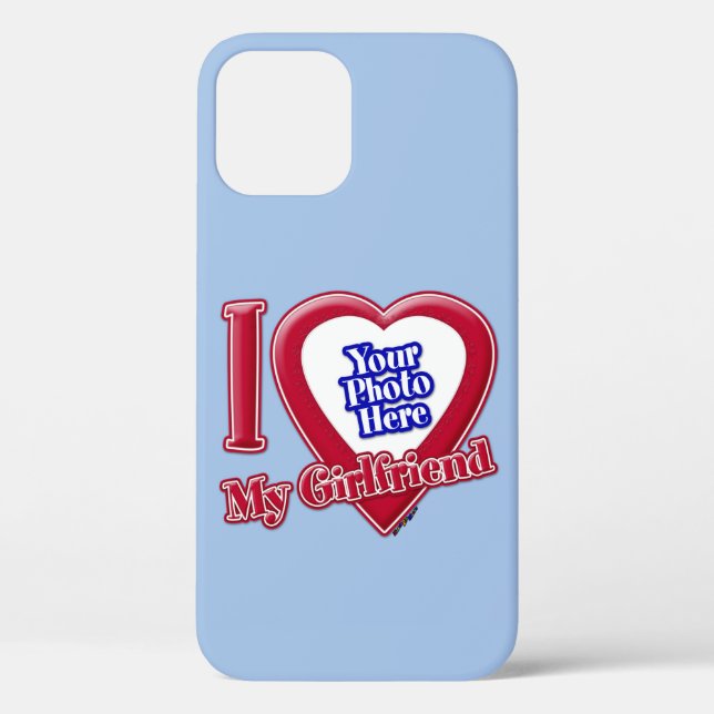 Funda De Case-Mate Para iPhone Amo Mi Novia Foto Red Heart Baby Blue (Reverso )