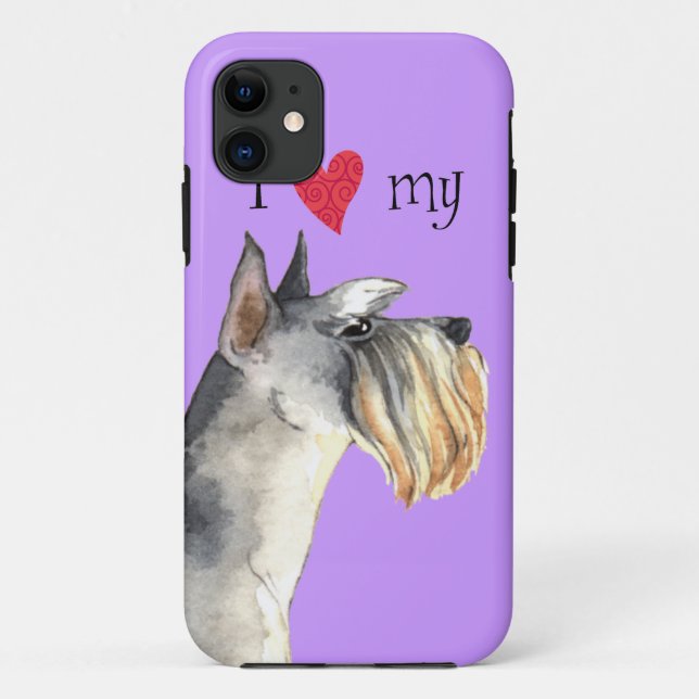 Funda De Case-Mate Para iPhone Amo mi Schnauzer miniatura (Reverso)