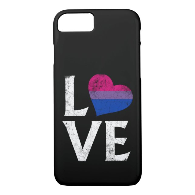 Funda De Case-Mate Para iPhone Amor apilado orgullo bisexual (Reverso)