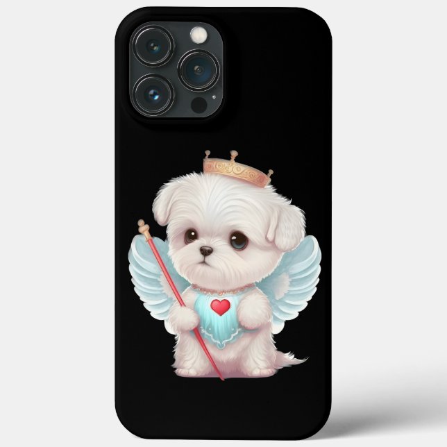 Funda De Case-Mate Para iPhone Amor celestial: Perro maltés Ángel lindo (Reverso )