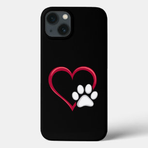 Funda Para iPhone 13 Amor Corazón Perro Pata Día de San Valentín Amante