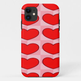 Funda Para iPhone 11 amor corazones cuadrados rojos