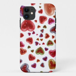 Funda Para iPhone 11 Amor, corazones purpurinoso 2