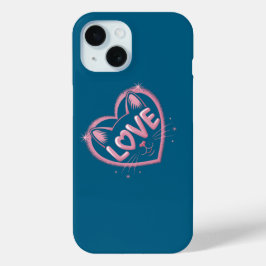 Funda Para iPhone 15 Amor de Gato Brillante