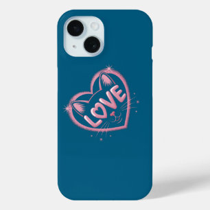 Funda Para iPhone 15 Amor de Gato Brillante