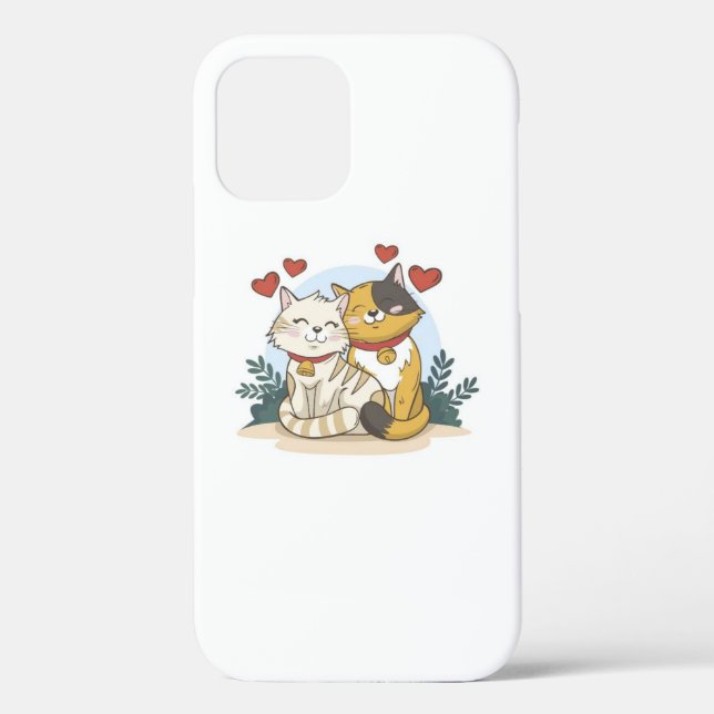 Funda De Case-Mate Para iPhone Amor de pareja de gatos  (Reverso )