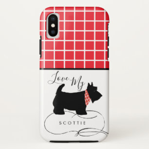 Funda Para iPhone X Amor negro del perro de Terrier del escocés mi