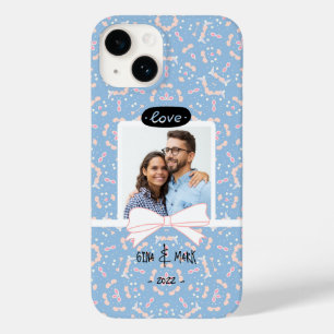 Funda Para iPhone 14 De Case-Mate Amor Pareja Foto Rosa Bow Nombres manuscritos