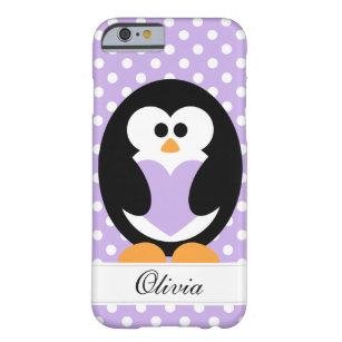 Funda Barely There Para iPhone 6 Amor púrpura del pingüino