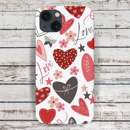 Funda Para iPhone 13 Amor Y Corazones Del Corazón De La Gente Rosa Y Az