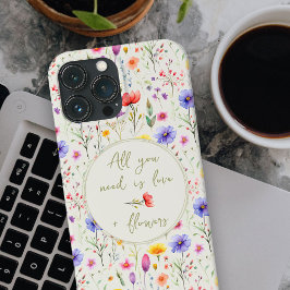Funda Para iPhone 13 Pro Max Amor y flores dulce cita Flor verde