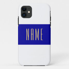 Funda Para iPhone 11 Amplia Marina Azul franjas blancas azul tu texto