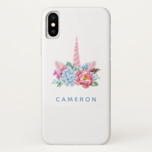 Funda Para iPhone X Añada su corona floral del del unicornio