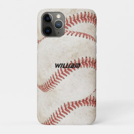 Funda Para iPhone 11 Pro Añada su nombre a Guay de béisbol moderno rústico 