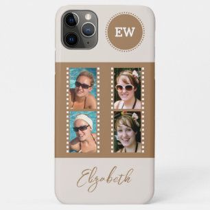 Funda Para iPhone 11 Pro Max Añadir 4 iniciales de fotos y nombrar marrón y bla