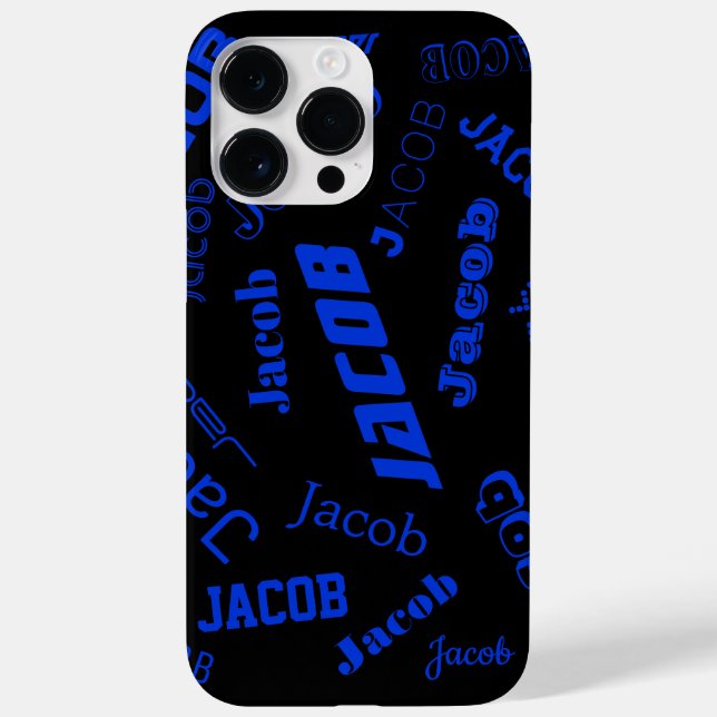 Funda De Case-Mate Para iPhone Añadir cualquier nombre o palabra | Azul y negro (Reverso)