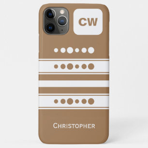 Funda Para iPhone 11 Pro Max Añadir las iniciales y el nombre rayado blanco y m