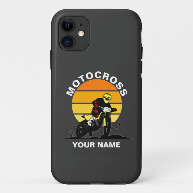 Funda De Case-Mate Para iPhone Añadir nombre cambiar todo el texto Motocross Moto (Reverso)