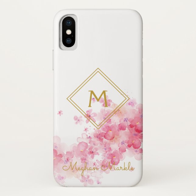 Funda De Case-Mate Para iPhone Añadir nombre floral personalizada moderna simple  (Reverso)